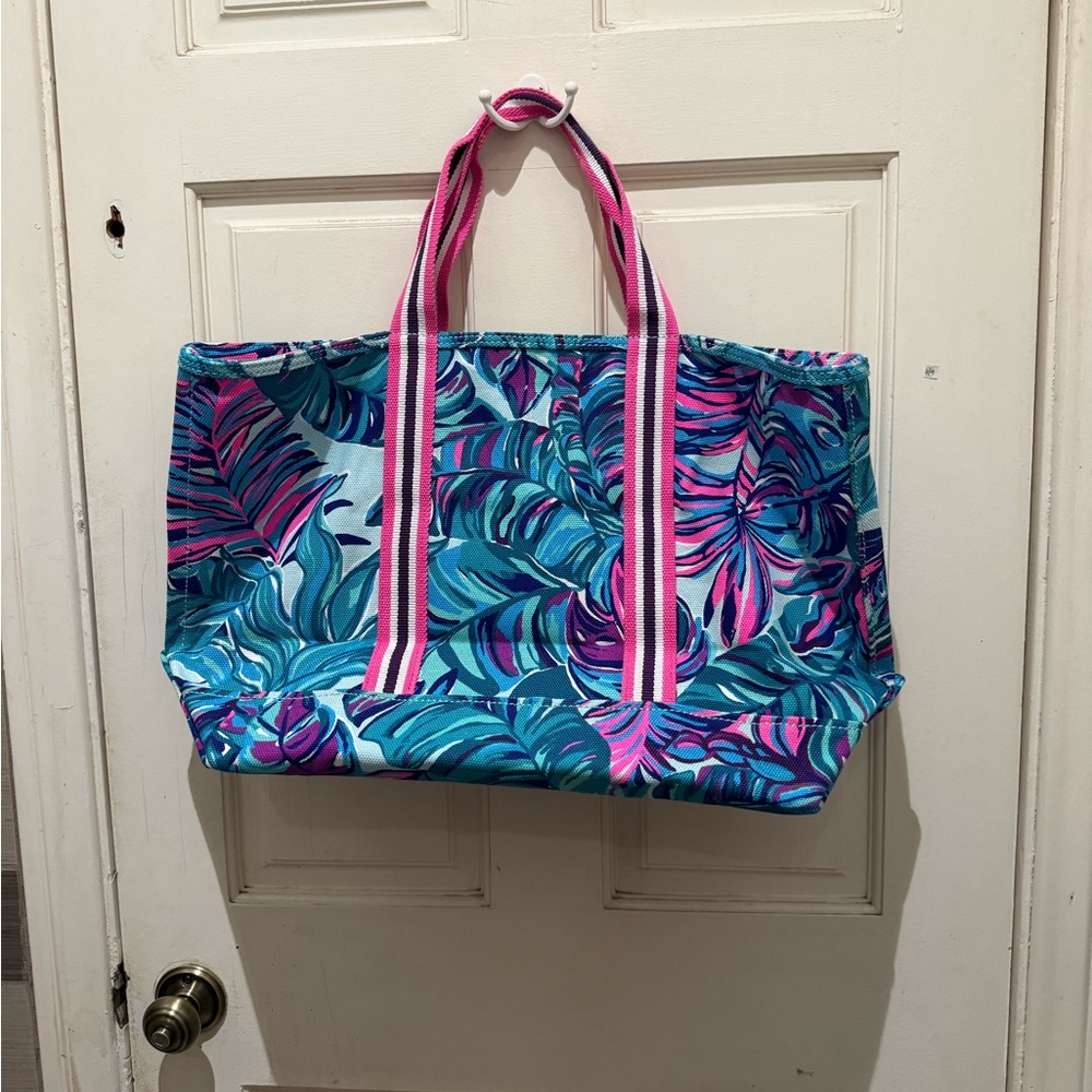 Lilly Pulitzer Tropical Leaf Print Beach Bag